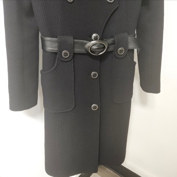 MACKAGE WOOL BLEND HIGH NECK BELTED BUTTON UP COAT - Picture 5 of 14